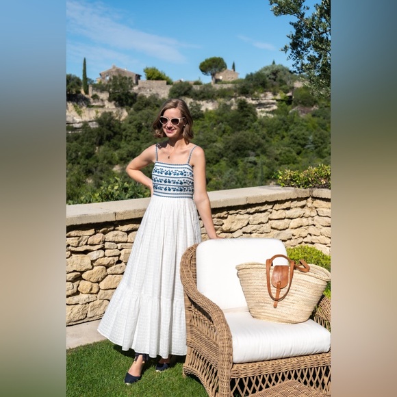 Sézane Erna Dress in Ecru Blue FR 46 / US 14 - Picture 11 of 12